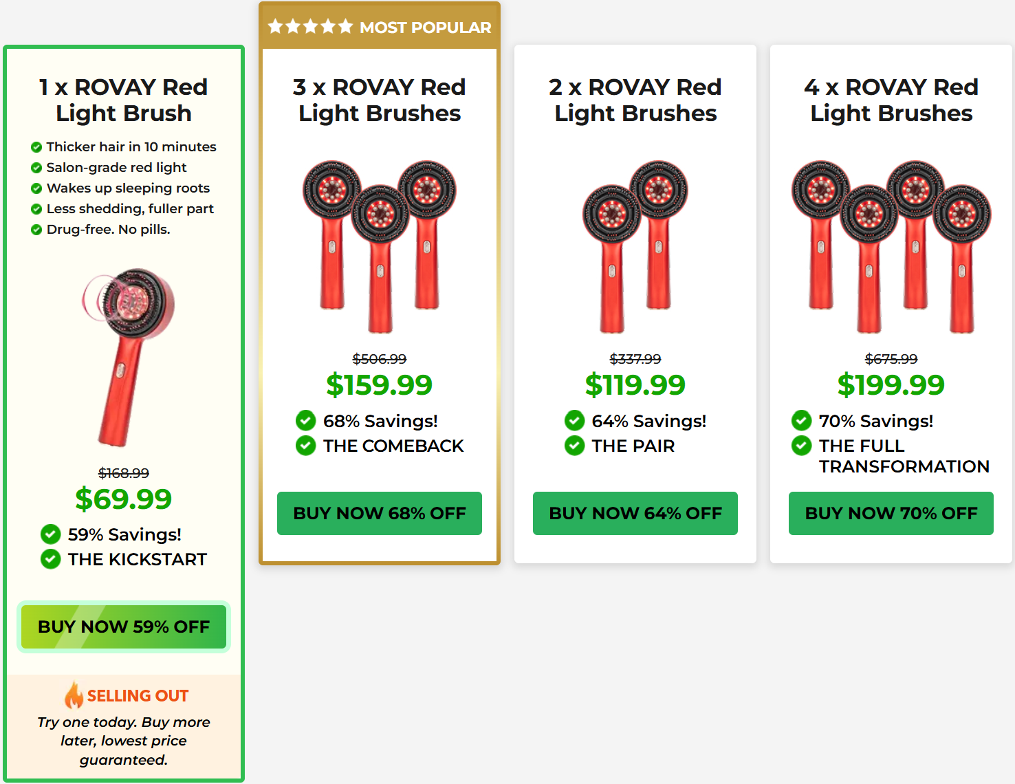 Rovay Red Light Brush Pricing