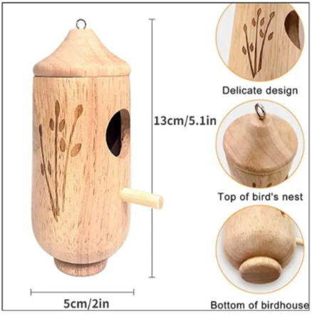 Wooden Hummingbird House Features