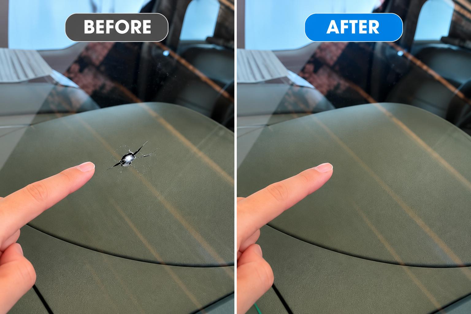 Glasyx Glass Crack Repair Kit Before and After