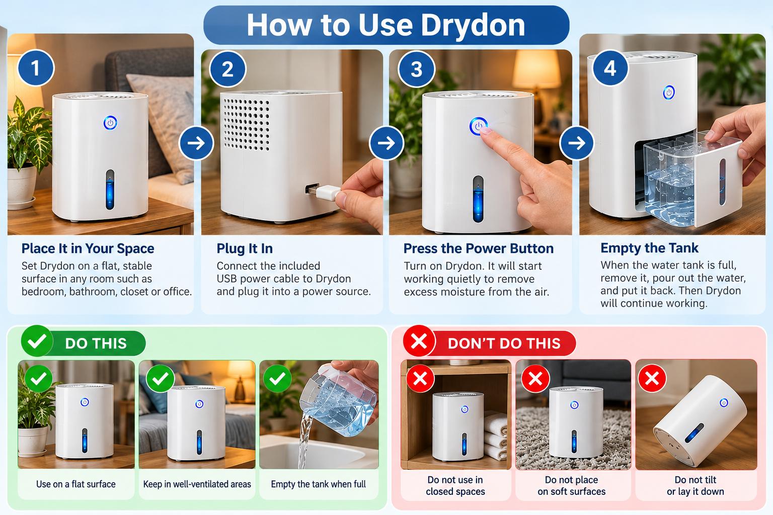 Drydon Dehumidifier How to use