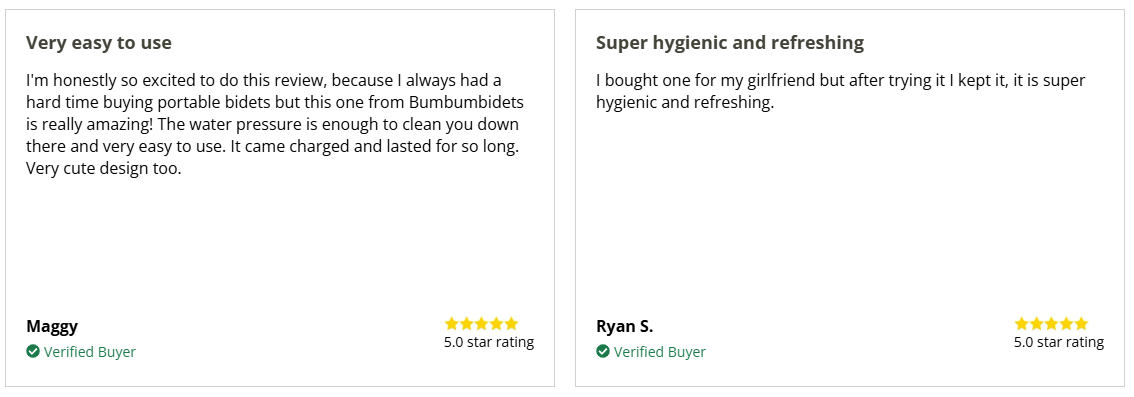 BumBum Bidets - customer reviews