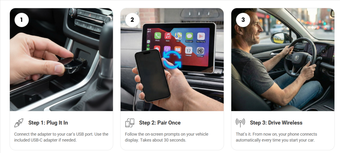 DrivePair Wireless Car Player - steps