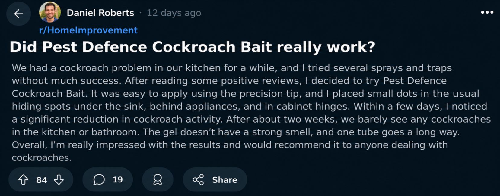 Pest Defence Cockroach Bait Reviews