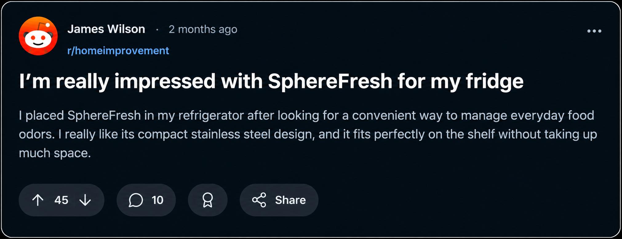 SphereFresh Fridge Deodoriser Customer Reviews